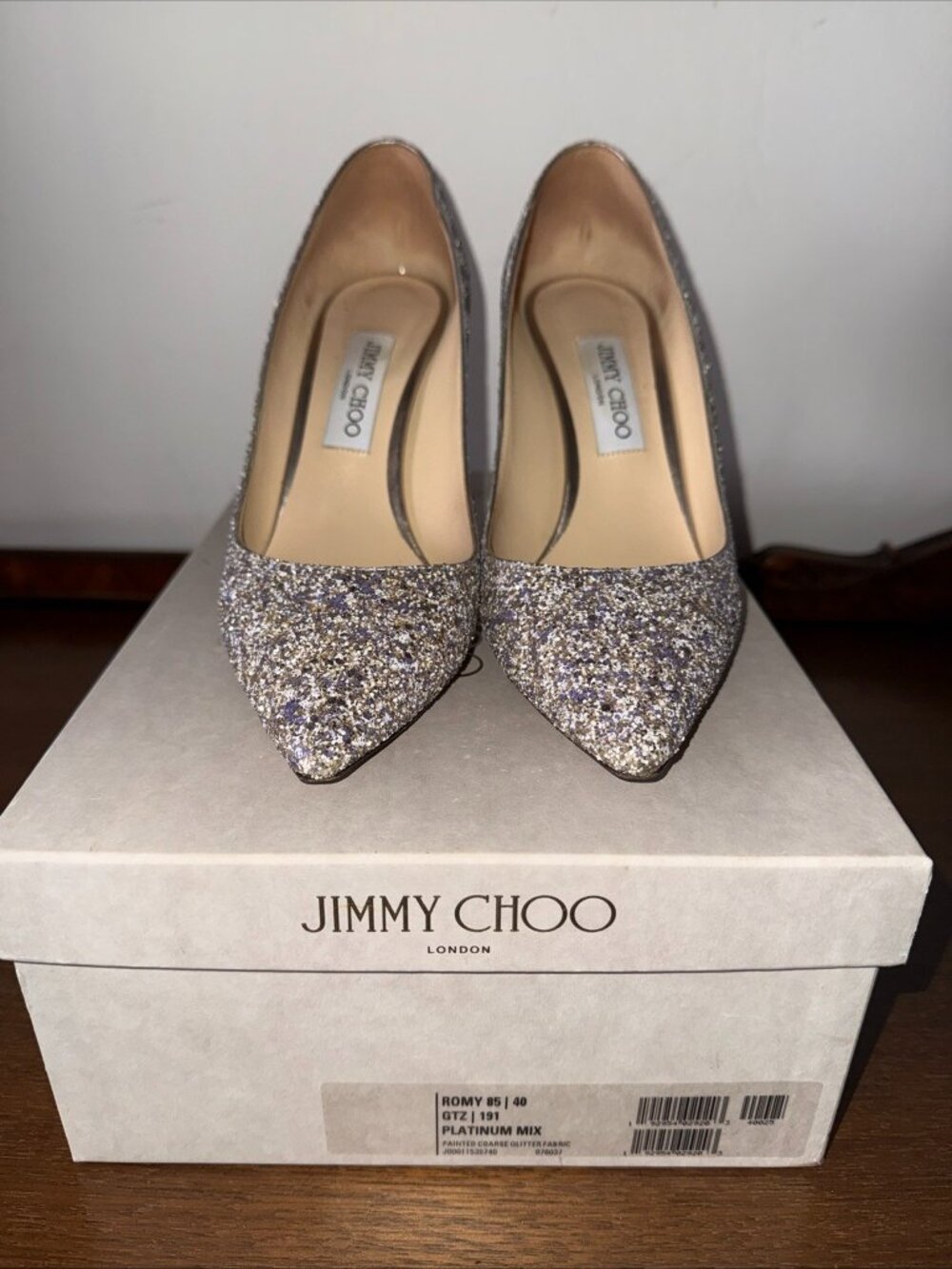 JIMMY CHOOSE ROMY 85 Platinum Mix Heels European
